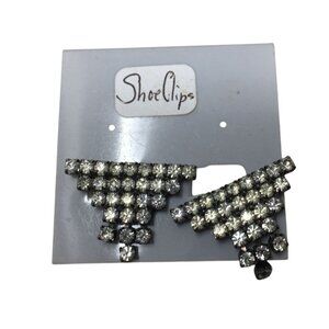 Vintage Pair of Sparkly Triangle Rhinestone Shoe Clips